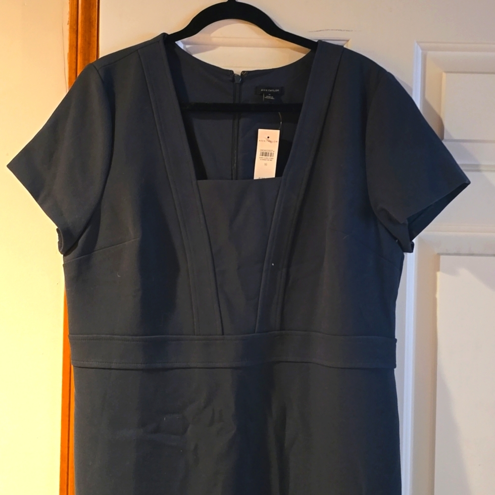 New Ann Taylor Blue Gray Sheath Dress